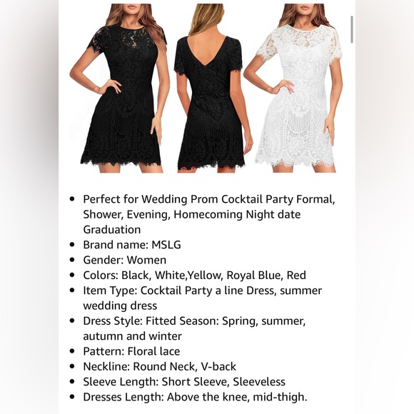 MSLG Elegant Round Neck V-Back Floral Lace Green Cocktail Dress - NWT - Picture 4 of 5